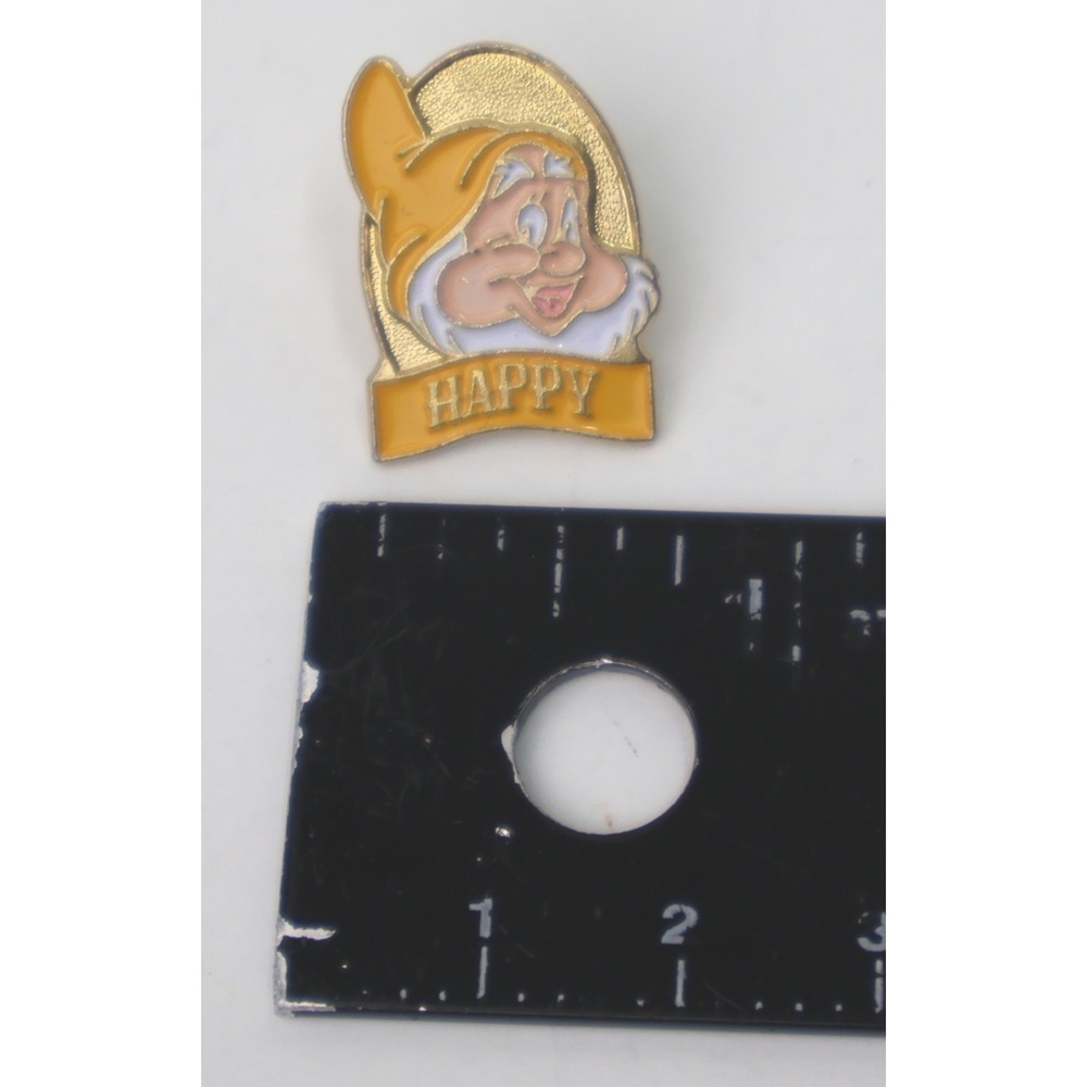 Disney Happy Pin Snow White Dwarf Yellow Gold Excellent Vintage Enamel Lapel
